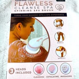 FLAWLESS Cleanse Spa Spinning Spa Brush w/3 Heads pink & white